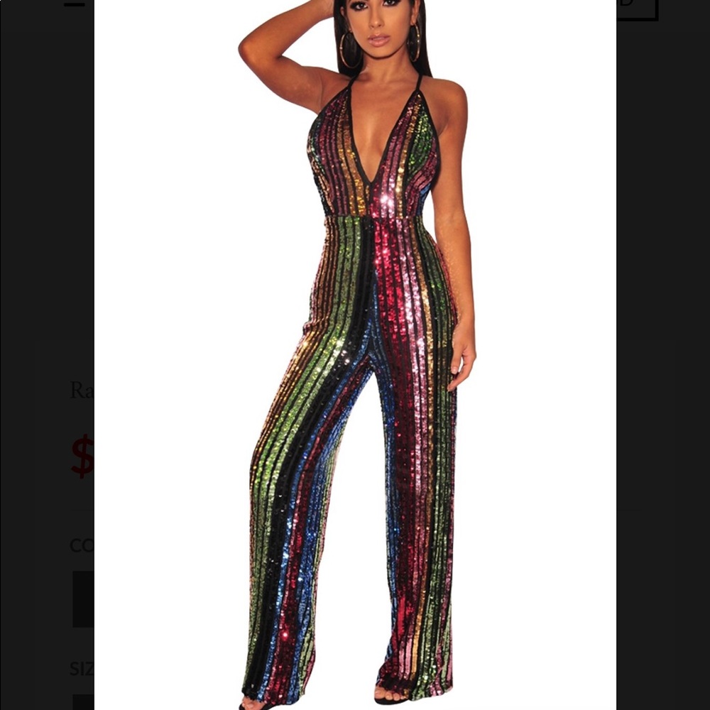 Topshop Rainbow Sequin Jumpsuit